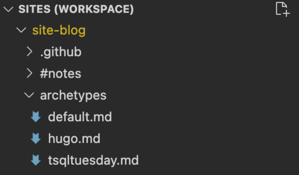 Screenshot struktur folder default Hugo setelah generate site