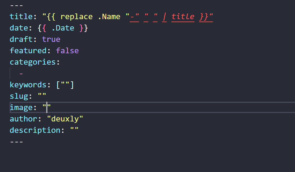 Contoh tampilan file markdown dan front matter di VS Code